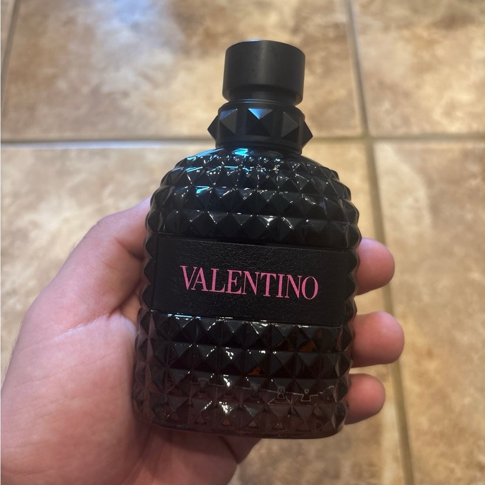 Valentino Black and Pink Textured Perfume Bottle